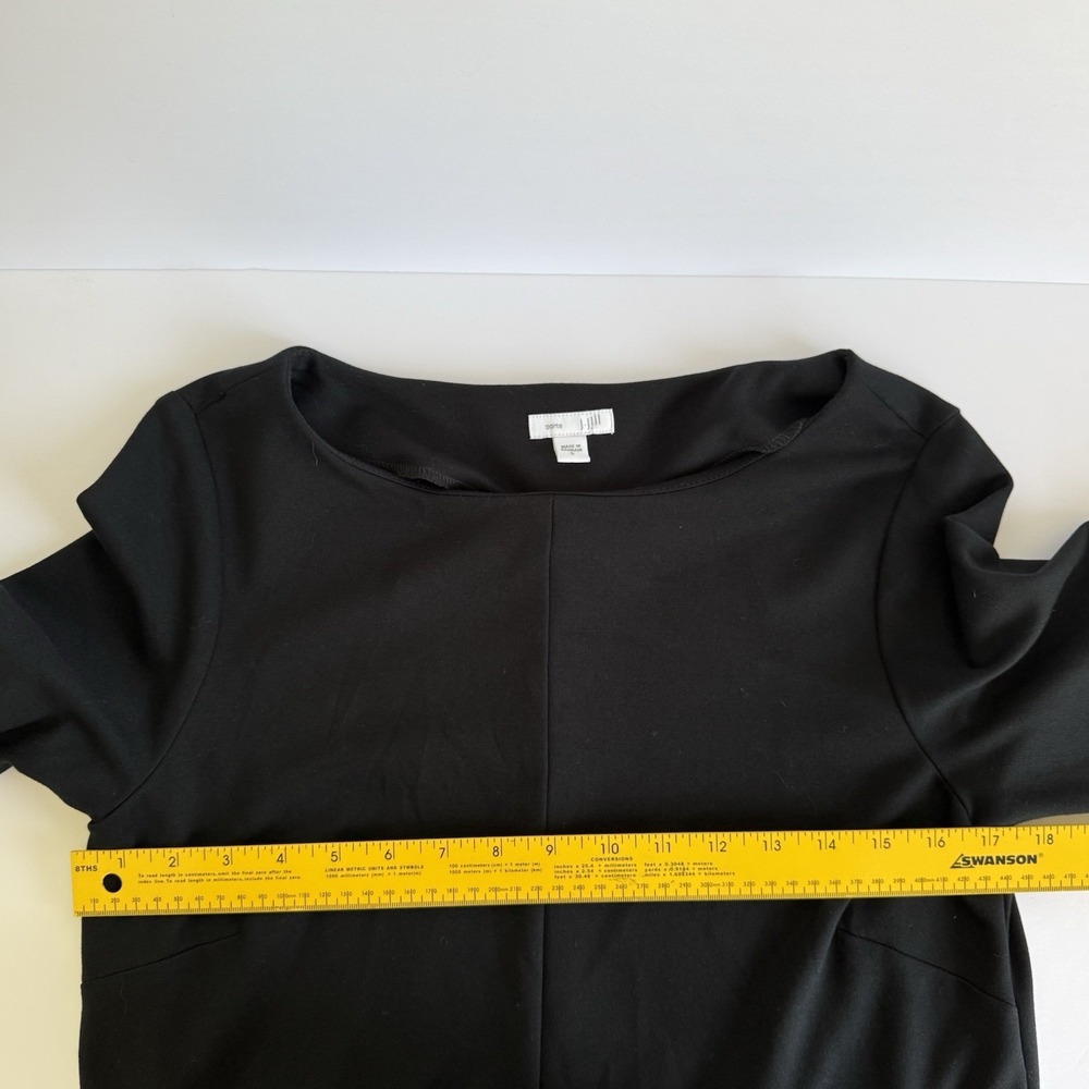 J Jill Ponte Dress SMALL Black Pockets 3/4 Sleeve Career Minimalist Capsule - Picture 6 of 9